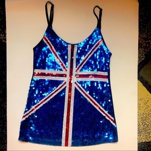 Small Sequin Union Jack Spaghetti Strap